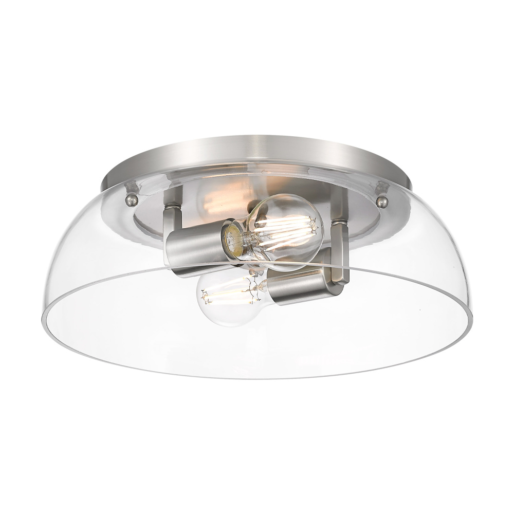 Yep by Golden Lighting Duncan 2-light Flush Mount in Pewter and Clear Glass